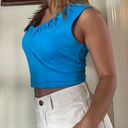 Nordstrom JonDen bright blue tank top with collar detailing Photo 2