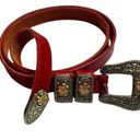 Vintage Red Leather Two Tone Western belt Large Photo 0