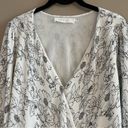 ASTR  The Label Pleated Floral Faux Wrap Blouse White Black Medium Photo 2