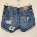 One Teaspoon Chargers Distressed Low Rise Mid Length Tapered Denim Shorts Photo 7