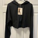 Naked Wardrobe  Size 1X Hoodie Womens Black Cropped Zip Up Solid NWT Photo 1