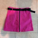 American Vintage Pink vinyl midi skirt black buckle belt. Size medium. Has black zipper closure Photo 0