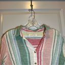 Harper  Multicolor Striped 3/4 Roll Tab Sleeve Button Up Tie Knot Blouse XS Photo 2