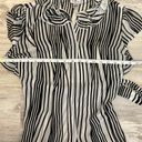 Worthington Sheer Black & White Short Sleeve Button Down Ruffled Collar Top PL Photo 6