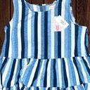 LuLaRoe Women’s Medium Eliana Tiered Tank Top • Blue Vertical Stripes Sleeveless Photo 8