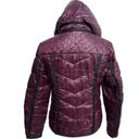 Guess  Hooded Puffer Jacket Plum Purple with Black Trim Size Medium Photo 3