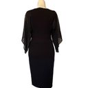 Carmen Marc Valvo  Sheer Sleeve Faux Wrap Midi Dress Size Small Black Whimsigoth Photo 6