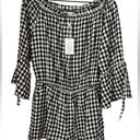 Mud Pie  NWT Womens Off the Shoulder Black White Gingham Romper Pockets S… Photo 0