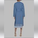 Zimmermann  Fringed Wool Coat Wrap Robe Style Trench Coat Periwinkle Blue Size 3 Photo 1