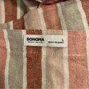 Sonoma  Linen Blend Striped Square Neck Tie Tank Size Large Stripes Striped Pink Photo 6