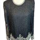 Laurence Kazar  Vintage Silk Beads & Pearl Black Top size Petite Medium Photo 0