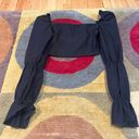 Pretty Little Thing  Black Woven Stretch Frill Ruched Front Long Sleeve Crop Top 4 Photo 3