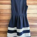 Apt. 9  Dress Womens Small Scuba Fit Flare Navy Blue White Midi Dress w/ POCKETS! Photo 0