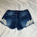 Bongo  Size 6 Women's Distressed Crochet Lace Denim Shorts Photo 1