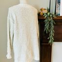 Free People Chunky Knit Boho White Whistle Thermal Henley Oversized Sweater Photo 4