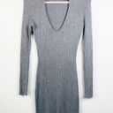 Kendall + Kylie  Gray Ribbed Long Sleeve Keyhole‎ V Neck Sweater Dress Medium Photo 2