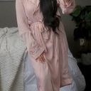 BCBGMAXAZRIA  Satin Pink Button Down Trench Coat Duster Dress Photo 3