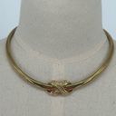 infinity Collar Necklace in Gold Tone with Rhinestone Inset  Pendant Photo 0