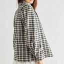 Free People  Luminary Plaid Flannel Oversized Blazer Neutral Tan Small Photo 3