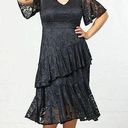 Onyx NEW Kiyonna Lace Affair Ruffle Flounce Midi Cocktail Dress in  Size XL Photo 0