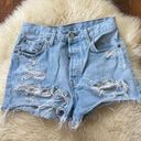 Levi’s  501 high rise big E light wash distressed jean shorts Photo 7