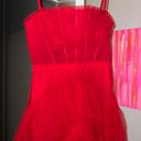 Betsy and Adam Sleeveless Corset Red Dress Photo 1