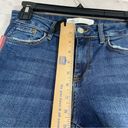 ZARA  Womens Jeans 4 Skinny Dark Wash Blue Denim Tuxedo Stripe Raw Hem Mid Photo 9