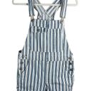 American Eagle  High Waisted Tomboy Shortall Bibs Blue & White Stripes Size Small Photo 4