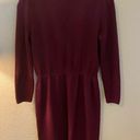 St. John  Marie Gray Burgundy Santana Knit Midi Dress Shoulder Buttons Size 6 Photo 9