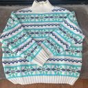 American Eagle  size Large fair isle oversized relaxed sweater ivory turquoise Photo 1