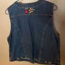 Susan Bristol Jean embroidered vest Daisy Embroidered Denim Vest Vintage Vest: L Photo 4