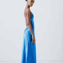 ZARA Dress Cobalt Blue Slip Midi Satin Effect Maxi Wedding Party Photo 5