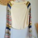 Free People , New Fairground Ivory Thermal Knit Sweater Sleeve Top Size Medium Photo 8