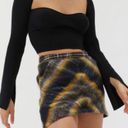 Urban Outfitters Black and yellow patterned fuzzy skirt never worn  Photo 0