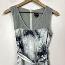 CoVelo Artsy Linen Blend Dress Womens Sz. 6 Layered Tie Die Waist Tie Gray White Photo 1