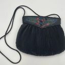 Vintage Beaded Purse Formal Small Bag Shoulder Strap Black Pleated Prom Cocktail Photo 0