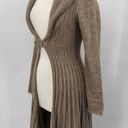 Beretti Open Front Duster Cardigan Wool Blend Sweater Buckle Taupe Womens Medium Tan Photo 3