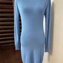 L'Agence  Womens Sweater Dress Blue Stretch Jewel Neck Long Sleeve Ribbed S New Photo 1