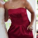 David's Bridal David’s Bridal, Bridesmaids Strapless Red Dress Photo 1