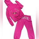 PINK - Victoria's Secret  Full Zip Faux Fur Pink Hoodie Set Sweatpants Large Photo 1