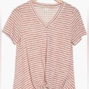 Caslon  Twist Hem V-Neck T-Shirt SMALL Rust Clay Stripe Photo 2