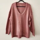 Free People Brookside Oversized Tunic Off Shoulder Sweater Alpine Rose Pink Medium Photo 0