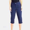 Style & Co Split Hem Grommet Rhinestone Capris Cropped Pants Navy Blue Photo 14