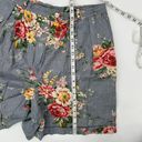 Ralph Lauren  Vintage High-Rise Cuffed Shorts in Blue Linen Pink Floral Size 16 Photo 8