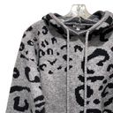 White Birch  Leopard Print Hooded Sweater Grey Black Size Medium Photo 2