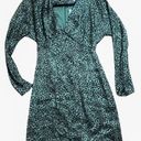 Equipment ‎ Rommily Empire-Waist Dress Animal Print Teal Fall Winter Size 4 Photo 2