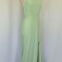 AQUA Women's Formal Dress by  Size 8 Green Crepe Beaded Backless Long Halter Gown Photo 2