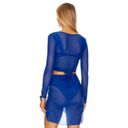 GIGI C Tina Wrap Mesh Top in Cobalt Large New Womens Swim Cover Up Blue Photo 1