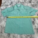 Oscar de la Renta  100% Silk Teal Blue Green Button Down Top size 6 short sleeve Photo 5