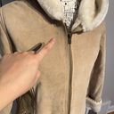 Croft & Barrow NWOT  Suede Faux Fur Hoodie Zip up teddy Leather bomber puffy puffer varsity utility boho Photo 1